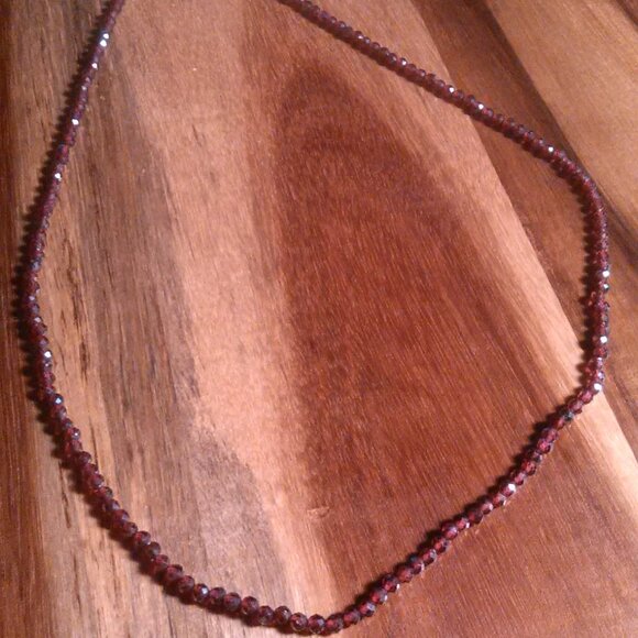 Mozambique Garnet Stainless Steel Beaded Necklace - Picture 3 of 10